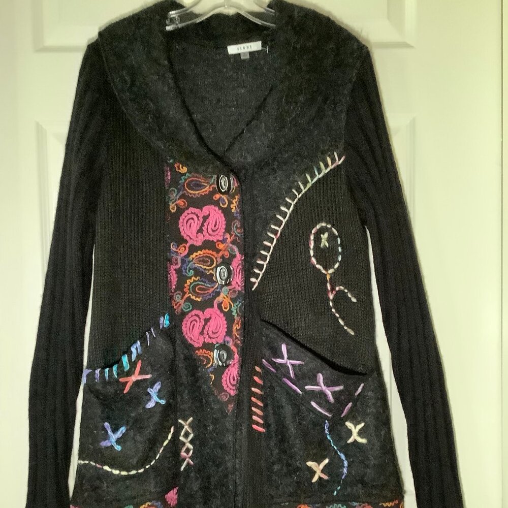 Sioni Boho Patchwork Cardigan Jacket Embroidered … - image 1